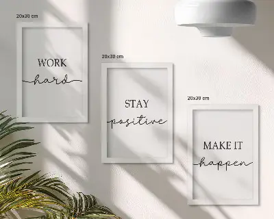 Minimalist motivational quotes wall art framed triptych set