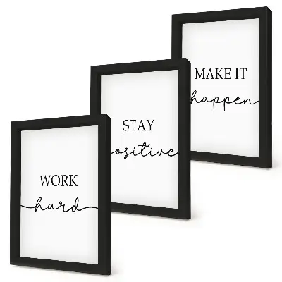 Minimalist motivational quotes wall art framed triptych set