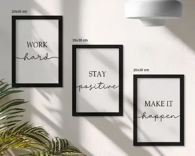 Minimalist motivational quotes wall art framed triptych set