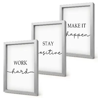 Minimalist motivational quotes wall art framed triptych set