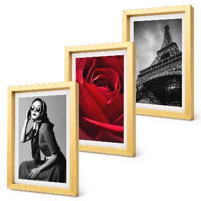 Photo frame wall Parisian woman with rose glasses and the Eiffel Tower