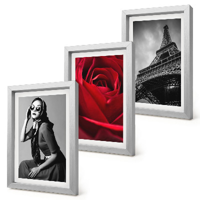 Photo frame wall Parisian woman with rose glasses and the Eiffel Tower