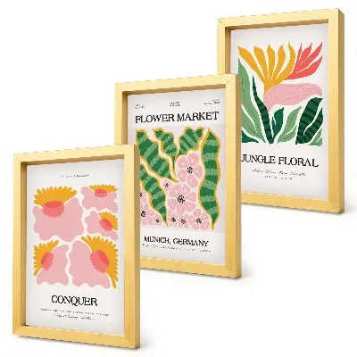 Photo frame wall with modern flower and leaf posters