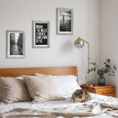 3-piece wall art set City streets in black and white with an inspiring inscription
