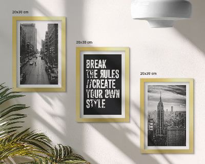 3-piece wall art set City streets in black and white with an inspiring inscription