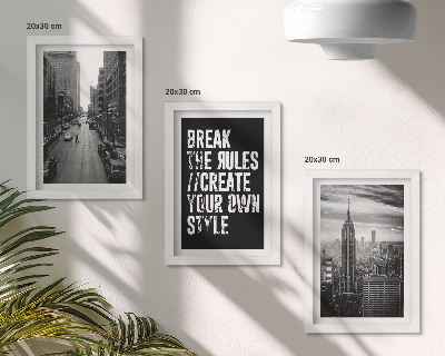 3-piece wall art set City streets in black and white with an inspiring inscription