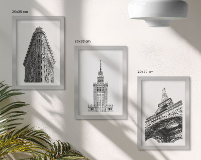 Photo frame wall Architectural buildings in black and white minimalism