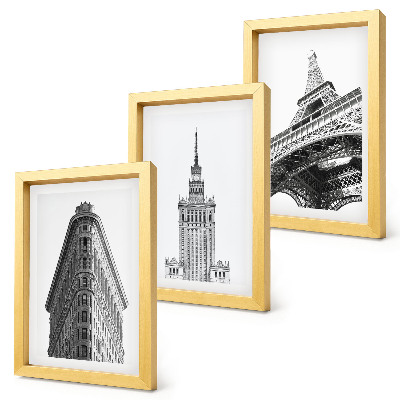 Photo frame wall Architectural buildings in black and white minimalism