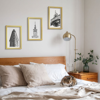 Photo frame wall Architectural buildings in black and white minimalism