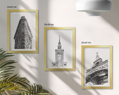 Photo frame wall Architectural buildings in black and white minimalism