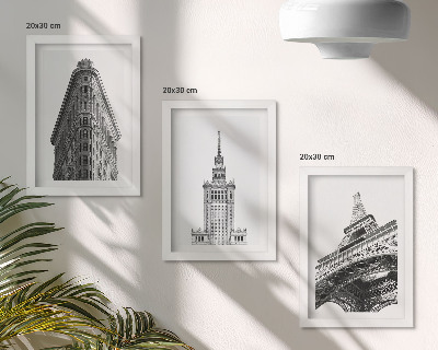 Photo frame wall Architectural buildings in black and white minimalism
