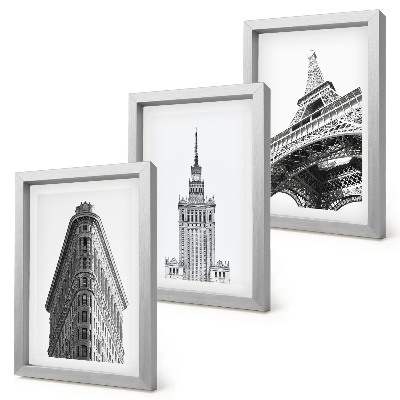 Photo frame wall Architectural buildings in black and white minimalism