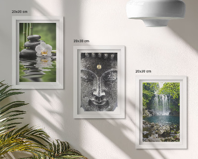 Framed triptych Harmony of nature with stones, water and Buddha