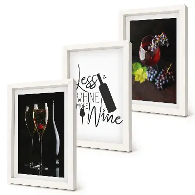 3-Piece Wall Art Set featuring glasses of wine, grapes, and wine-themed inscription