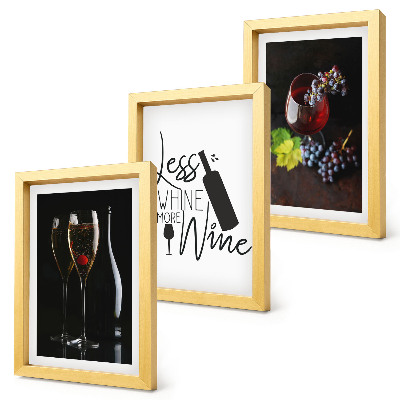 3-piece wall art set Glasses of wine with grapes and an inscription about wine