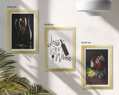 3-Piece Wall Art Set featuring glasses of wine, grapes, and wine-themed inscription