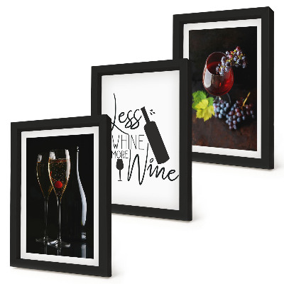 3-piece wall art set Glasses of wine with grapes and an inscription about wine