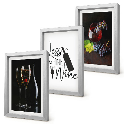 3-piece wall art set Glasses of wine with grapes and an inscription about wine