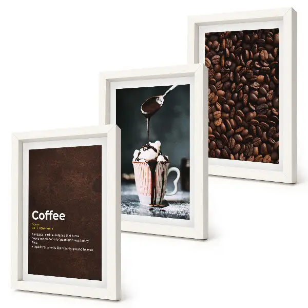 Photo frame wall coffee bean whipped cream drink definition print
