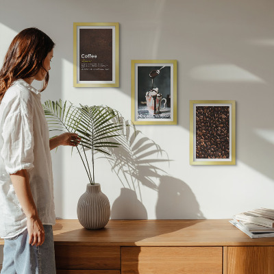 Photo frame wall Coffee bean whipped cream drink definition