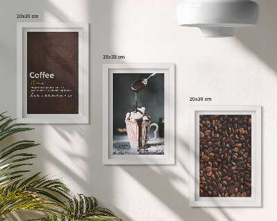 Photo frame wall Coffee bean whipped cream drink definition