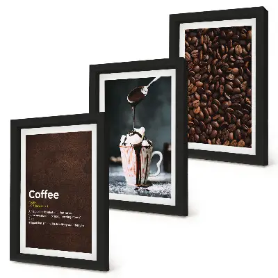 Photo frame wall coffee bean whipped cream drink definition print