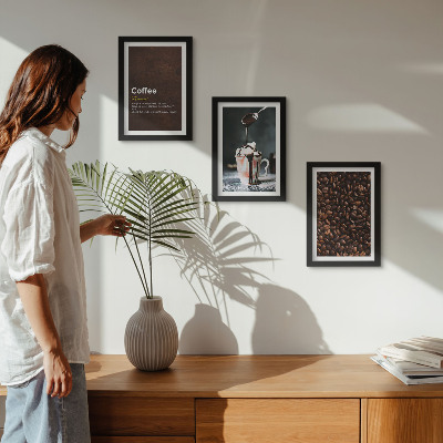 Photo frame wall Coffee bean whipped cream drink definition