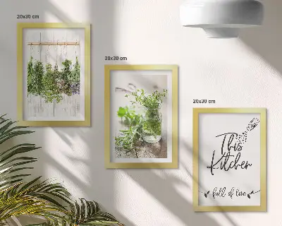 Dried herbs kitchen triptych framed wall art set
