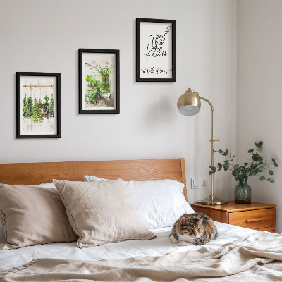 Framed triptych Kitchen motif with the inscription dried herbs