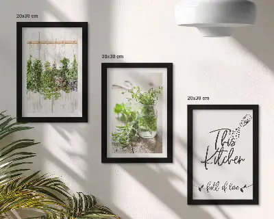 Dried herbs kitchen triptych framed wall art set