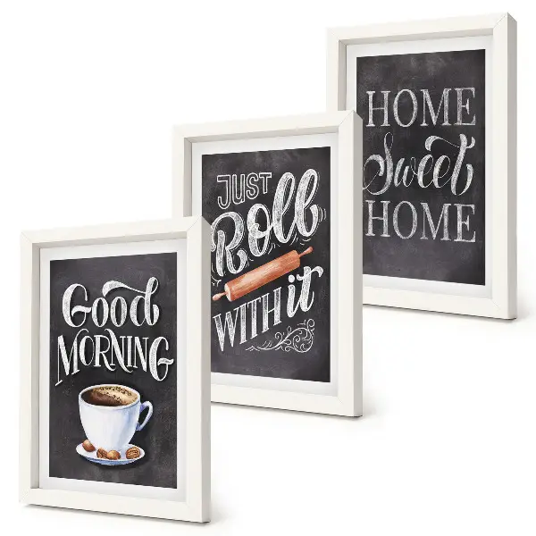 3-piece blackboard kitchen wall art set with kitchen theme inscriptions