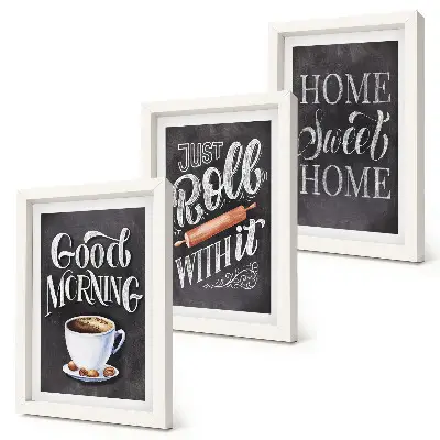 3-piece blackboard kitchen wall art set with kitchen theme inscriptions