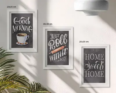 3-piece blackboard kitchen wall art set with kitchen theme inscriptions