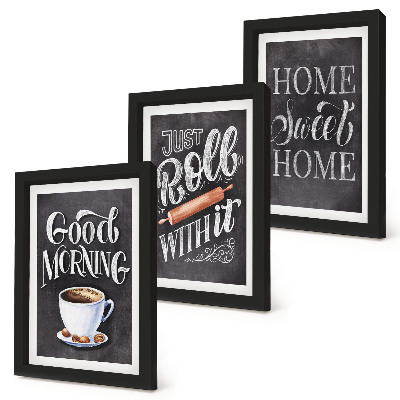 3-piece wall art set Home kitchen themes blackboard inscriptions