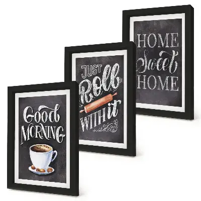 3-piece blackboard kitchen wall art set with kitchen theme inscriptions