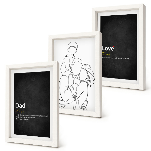 Framed triptych Family line art with definitions of love and fatherhood