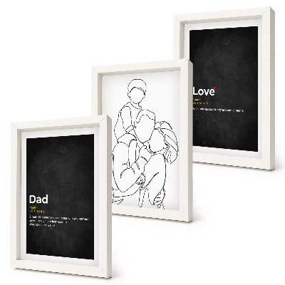 Framed triptych Family line art with definitions of love and fatherhood