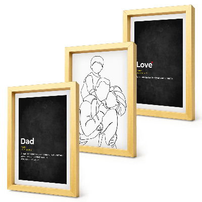 Framed triptych Family line art with definitions of love and fatherhood