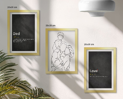 Framed triptych Family line art with definitions of love and fatherhood