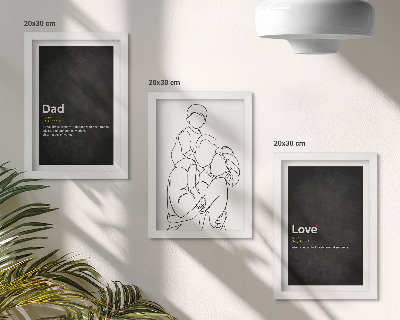 Framed triptych Family line art with definitions of love and fatherhood