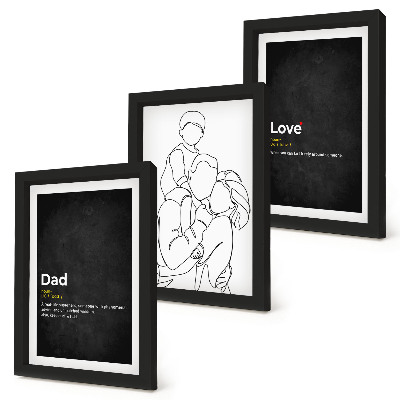 Framed triptych Family line art with definitions of love and fatherhood