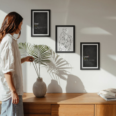 Framed triptych Family line art with definitions of love and fatherhood
