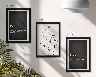 Framed triptych Family line art with definitions of love and fatherhood