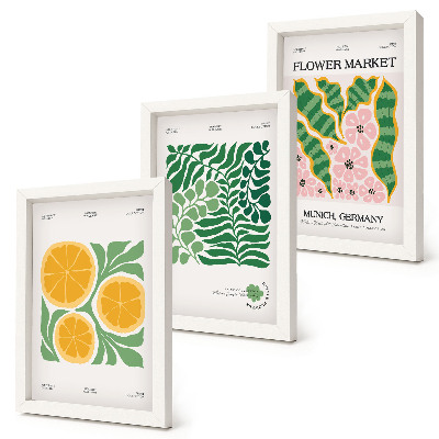 Photo frame wall Fruit and plant motifs in pastel colors posters
