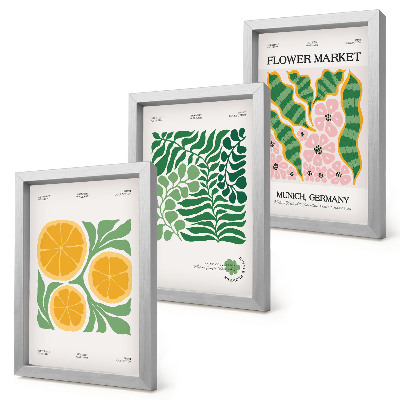 Photo frame wall Fruit and plant motifs in pastel colors posters