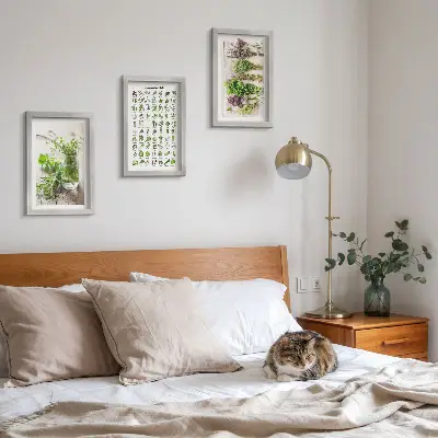 Dried plant herb list triptych framed wall art