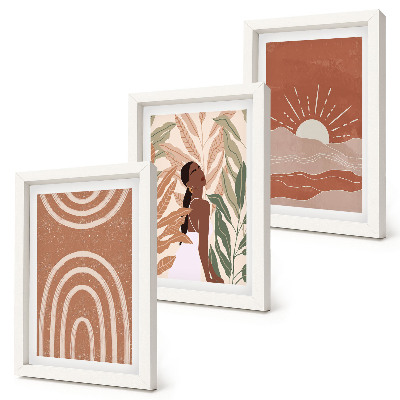 3-piece wall art set Boho abstract shapes and illustrations