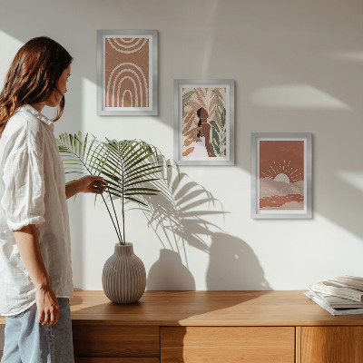 3-piece wall art set Boho abstract shapes and illustrations