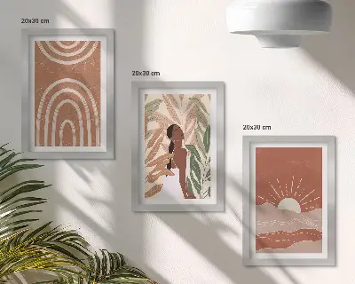 Boho abstract shapes and illustrations wall art set 3-piece set