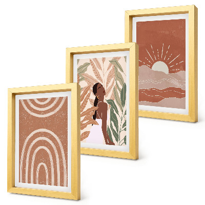 3-piece wall art set Boho abstract shapes and illustrations